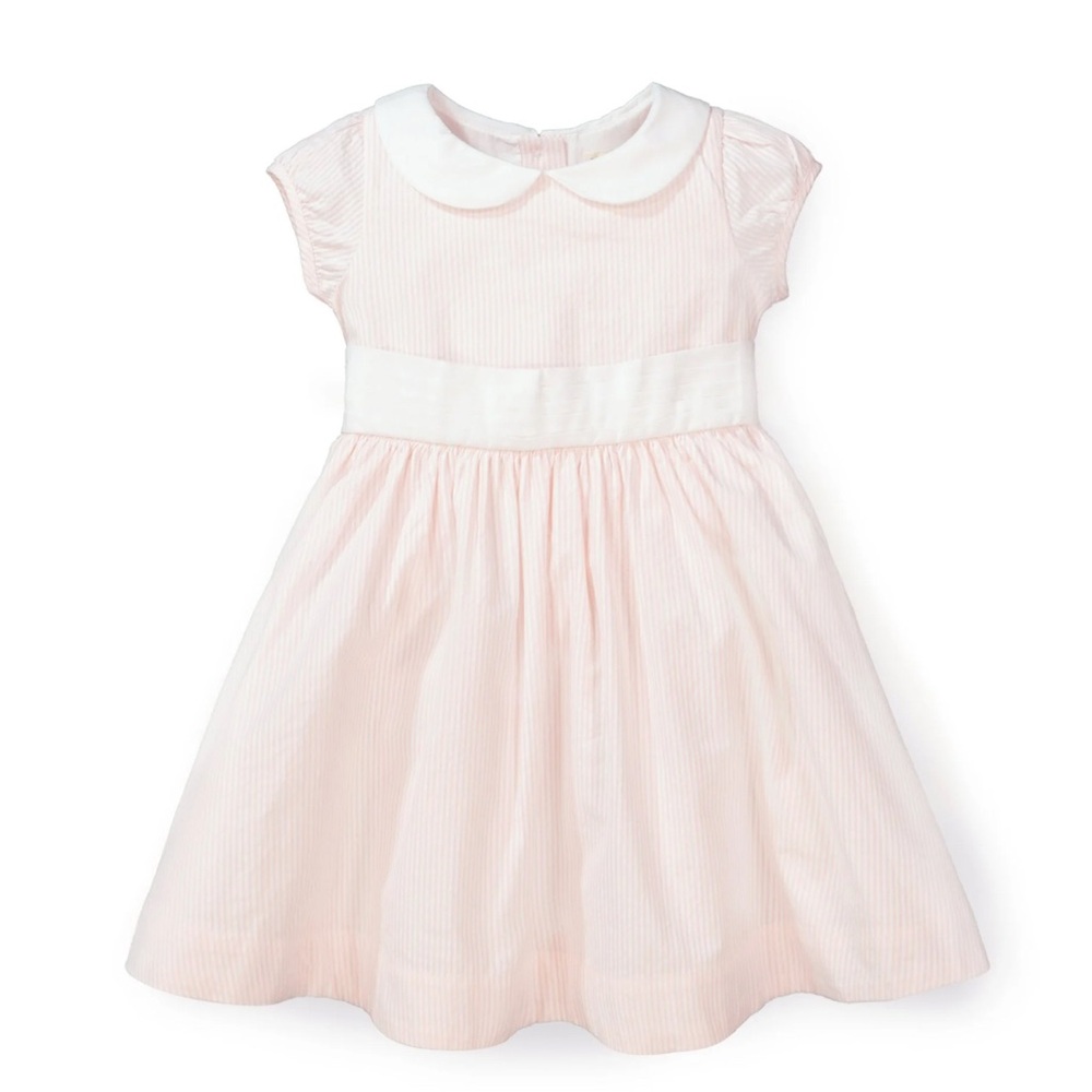Pink Striped Kids Dress with White Collar